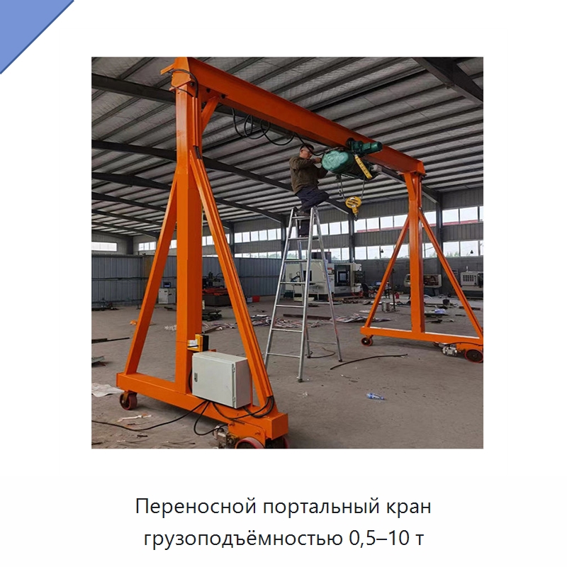 Переносной портальный кран грузоподъёмностью 0,5–10 т — Краны