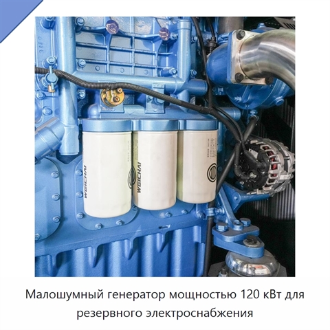 Малошумный генератор мощностью 120 кВт для резервного электроснабжения