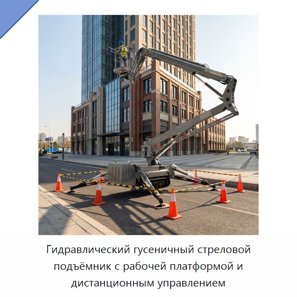 Гидравлический гусеничный стреловой подъёмник с рабочей платформой и дистанционным управлением — Подъемные столы