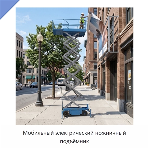 Мобильный электрический ножничный подъёмник