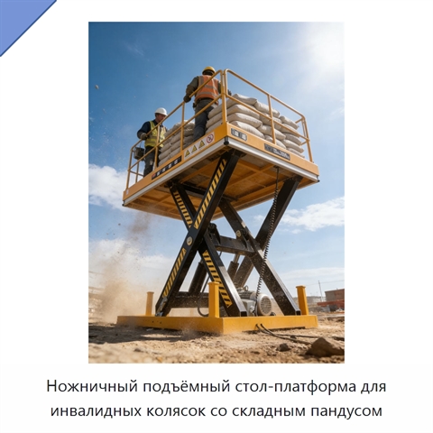 Ножничный подъёмный стол-платформа для инвалидных колясок со складным пандусом