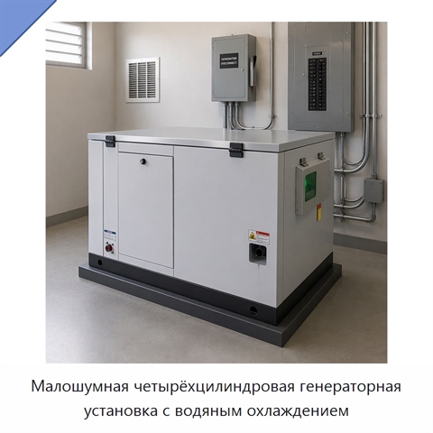 Малошумная четырёхцилиндровая генераторная установка с водяным охлаждением
