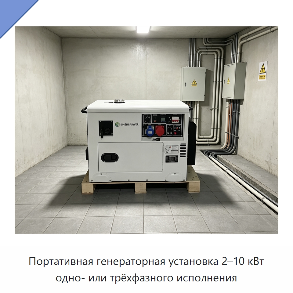 Портативная генераторная установка 2–10 кВт одно- или трёхфазного исполнения — Дизельные генераторы