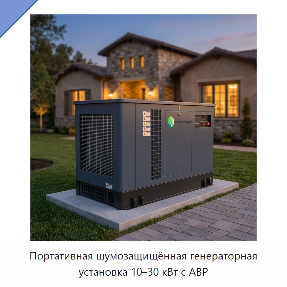 Портативная шумозащищённая генераторная установка 10–30 кВт с АВР — Бензиновые генераторы
