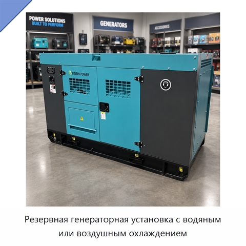 Резервная генераторная установка с водяным или воздушным охлаждением