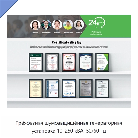 Трёхфазная шумозащищённая генераторная установка 10–250 кВА, 50/60 Гц