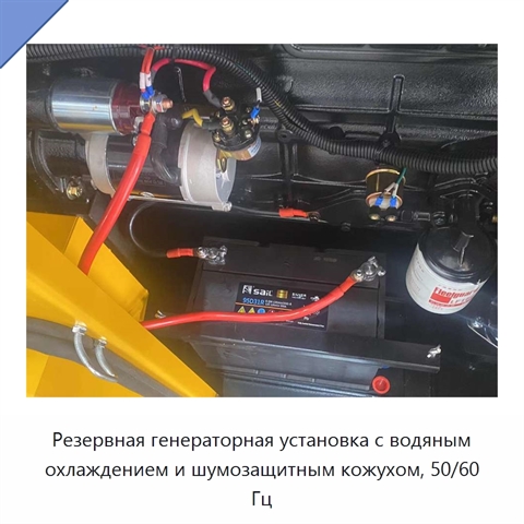 Резервная генераторная установка с водяным охлаждением и шумозащитным кожухом, 50/60 Гц