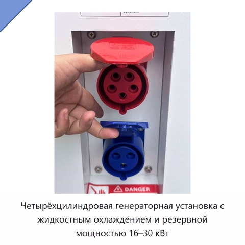 Четырёхцилиндровая генераторная установка с жидкостным охлаждением и резервной мощностью 16–30 кВт
