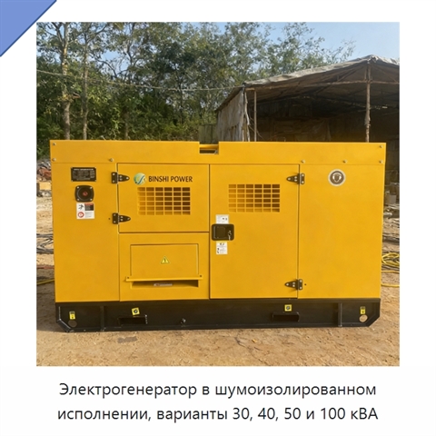 Электрогенератор в шумоизолированном исполнении, варианты 30, 40, 50 и 100 кВА