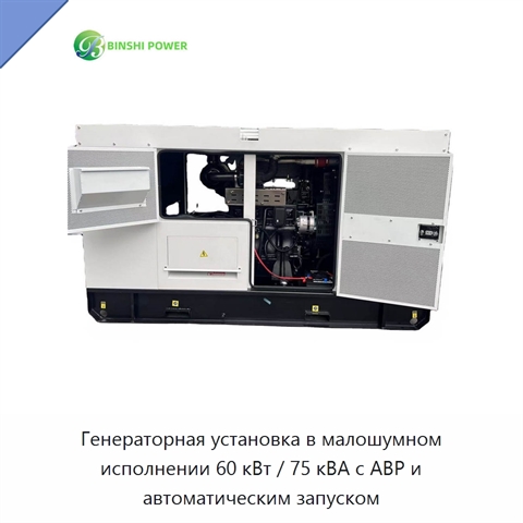 Генераторная установка в малошумном исполнении 60 кВт / 75 кВА с АВР и автоматическим запуском