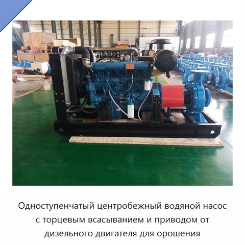 Одноступенчатый центробежный водяной насос с торцевым всасыванием и приводом от дизельного двигателя для орошения
