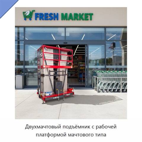 Двухмачтовый подъёмник с рабочей платформой мачтового типа
