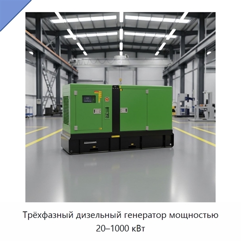 Трёхфазный дизельный генератор мощностью 20–1000 кВт