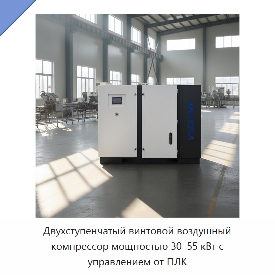 Двухступенчатый винтовой воздушный компрессор мощностью 30–55 кВт с управлением от ПЛК — Промышленные компрессоры