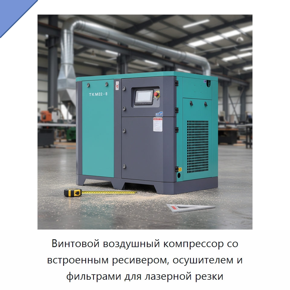 Винтовой воздушный компрессор со встроенным ресивером, осушителем и фильтрами для лазерной резки — Промышленные компрессоры