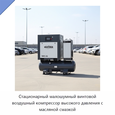 Стационарный малошумный винтовой воздушный компрессор высокого давления с масляной смазкой