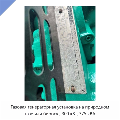 Газовая генераторная установка на природном газе или биогазе, 300 кВт, 375 кВА