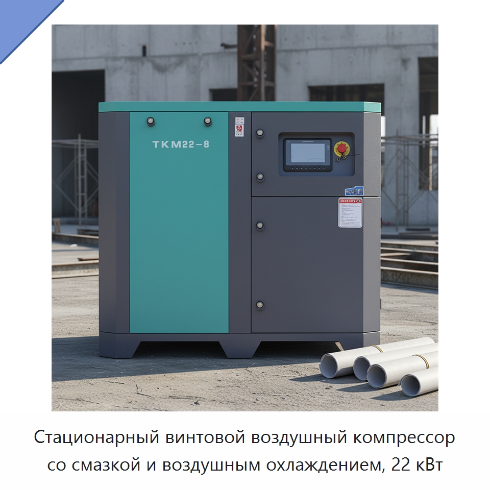Стационарный винтовой воздушный компрессор со смазкой и воздушным охлаждением, 22 кВт — Промышленные компрессоры