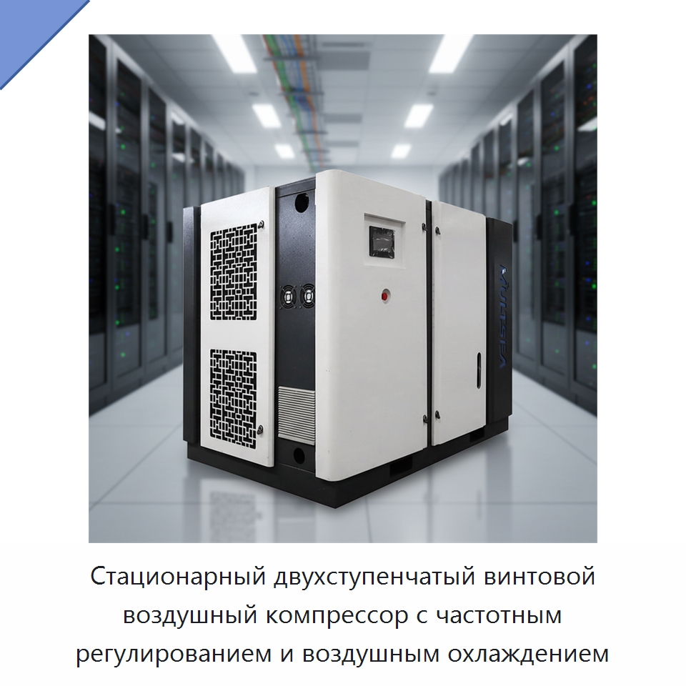 Стационарный двухступенчатый винтовой воздушный компрессор с частотным регулированием и воздушным охлаждением — Промышленные компрессоры