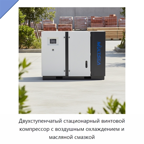 Двухступенчатый стационарный винтовой компрессор с воздушным охлаждением и масляной смазкой