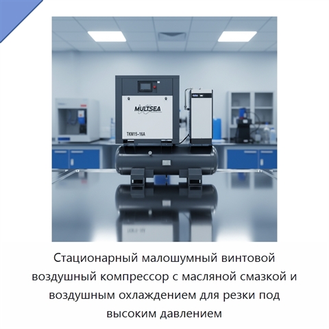Стационарный малошумный винтовой воздушный компрессор с масляной смазкой и воздушным охлаждением для резки под высоким давлением