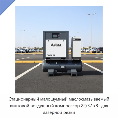 Стационарный малошумный маслосмазываемый винтовой воздушный компрессор 22/37 кВт для лазерной резки