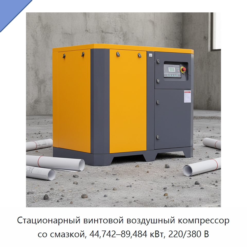 Стационарный винтовой воздушный компрессор со смазкой, 44,742–89,484 кВт, 220/380 В — Промышленные компрессоры