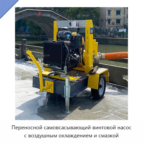 Переносной самовсасывающий винтовой насос с воздушным охлаждением и смазкой