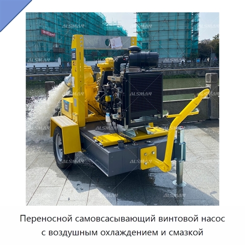Переносной самовсасывающий винтовой насос с воздушным охлаждением и смазкой