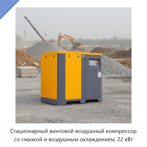Стационарный винтовой воздушный компрессор со смазкой и воздушным охлаждением, 22 кВт