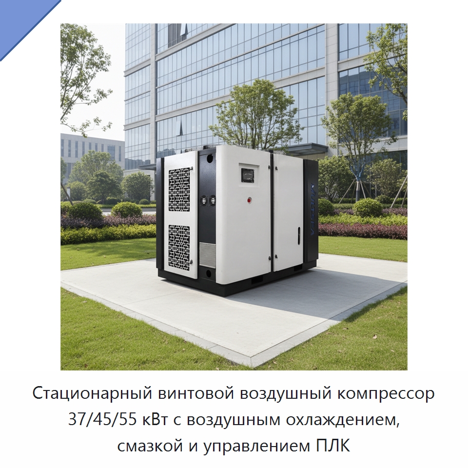 Стационарный винтовой воздушный компрессор 37/45/55 кВт с воздушным охлаждением, смазкой и управлением ПЛК — Промышленные компрессоры
