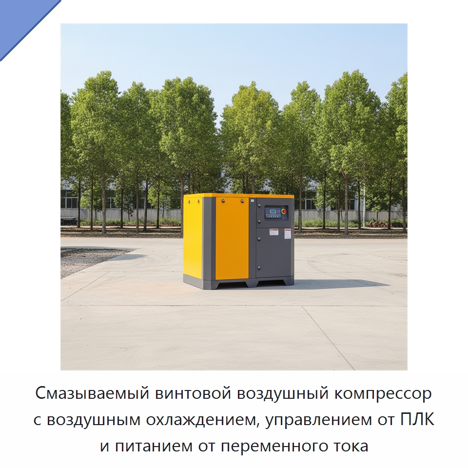 Смазываемый винтовой воздушный компрессор с воздушным охлаждением, управлением от ПЛК и питанием от переменного тока — Промышленные компрессоры