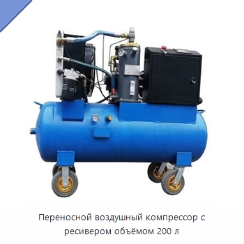 Переносной воздушный компрессор с ресивером объёмом 200 л — Промышленные компрессоры