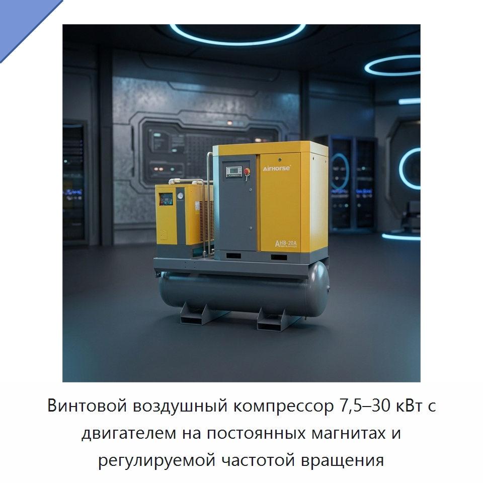 Винтовой воздушный компрессор 7,5–30 кВт с двигателем на постоянных магнитах и регулируемой частотой вращения — Промышленные компрессоры