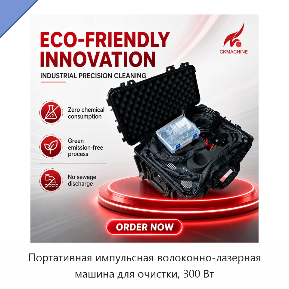 Портативная импульсная волоконно-лазерная машина для очистки, 300 Вт