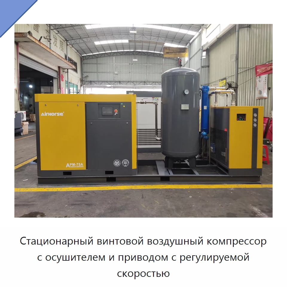 Стационарный винтовой воздушный компрессор с осушителем и приводом с регулируемой скоростью