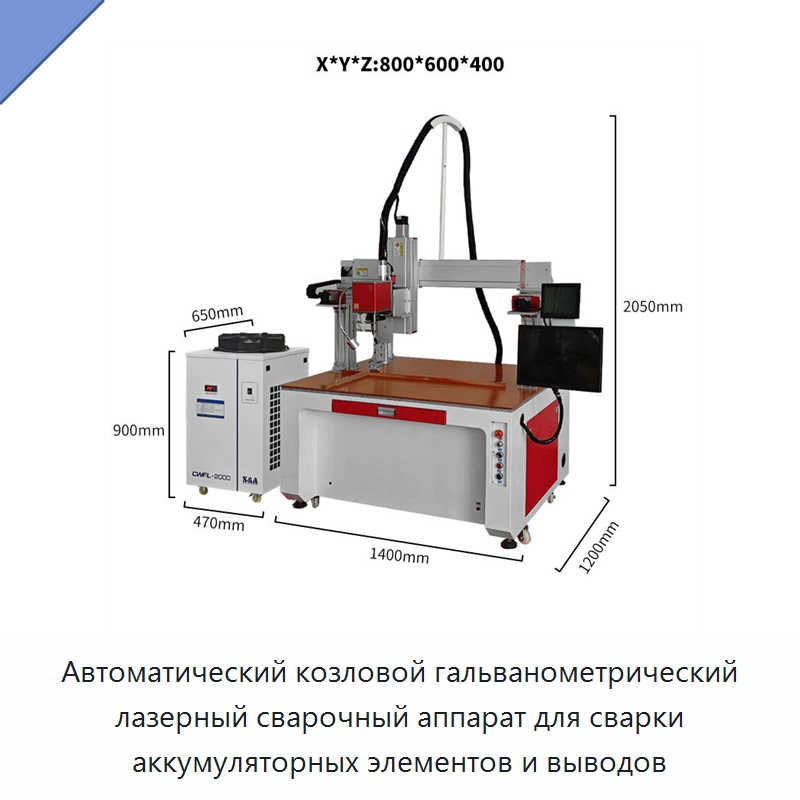 Автоматический козловой гальванометрический лазерный сварочный аппарат для сварки аккумуляторных элементов и выводов — Установки лазерной сварки