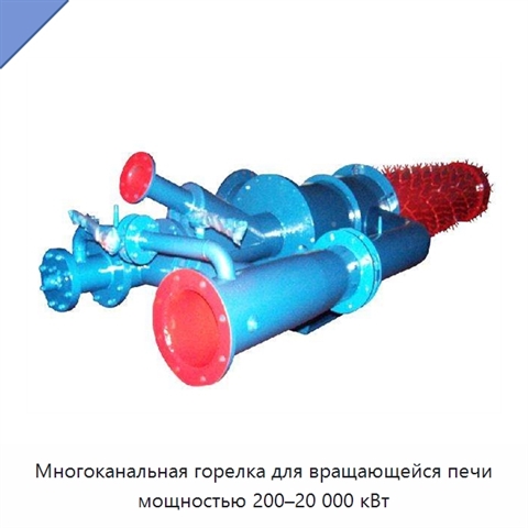 Многоканальная горелка для вращающейся печи мощностью 200–20 000 кВт