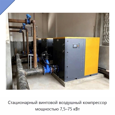 Стационарный винтовой воздушный компрессор мощностью 7,5–75 кВт