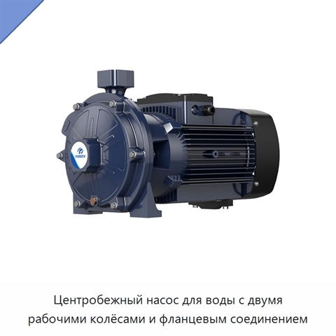 Центробежный насос для воды с двумя рабочими колёсами и фланцевым соединением