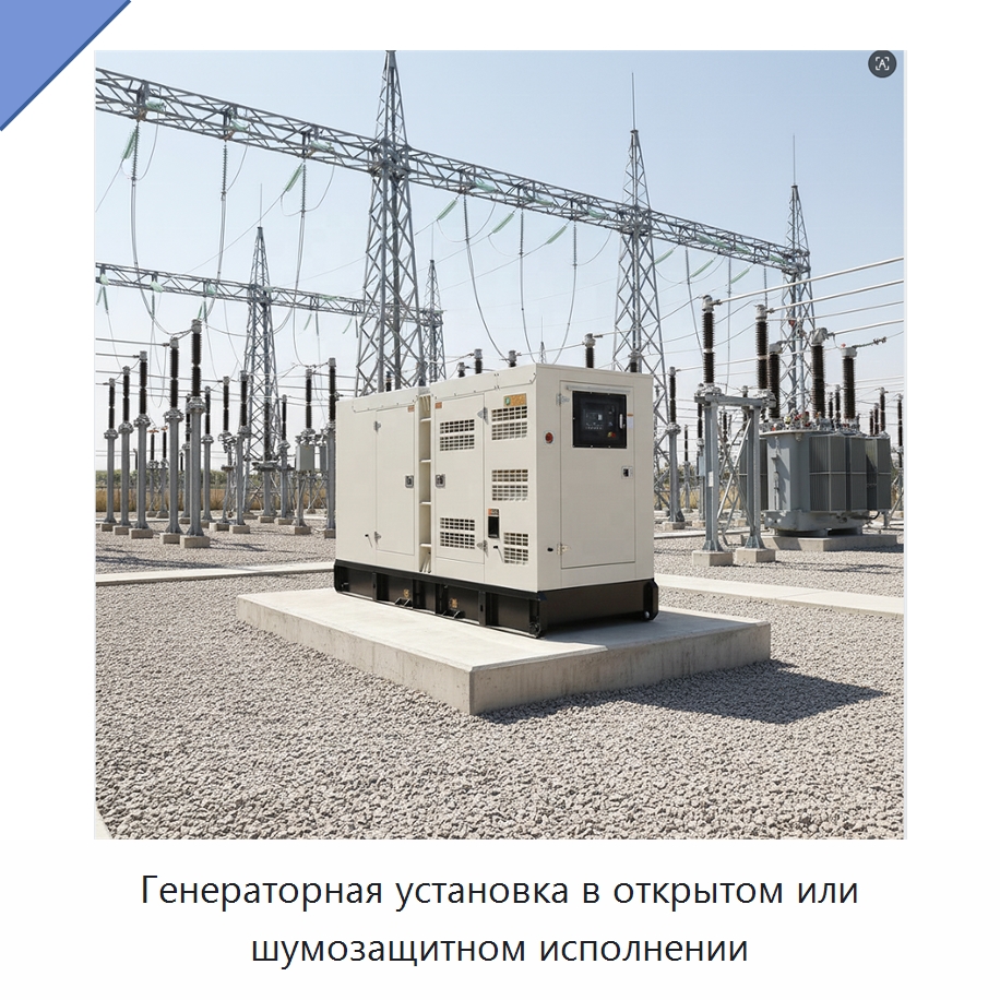 Генераторная установка в открытом или шумозащитном исполнении — Дизельные генераторы