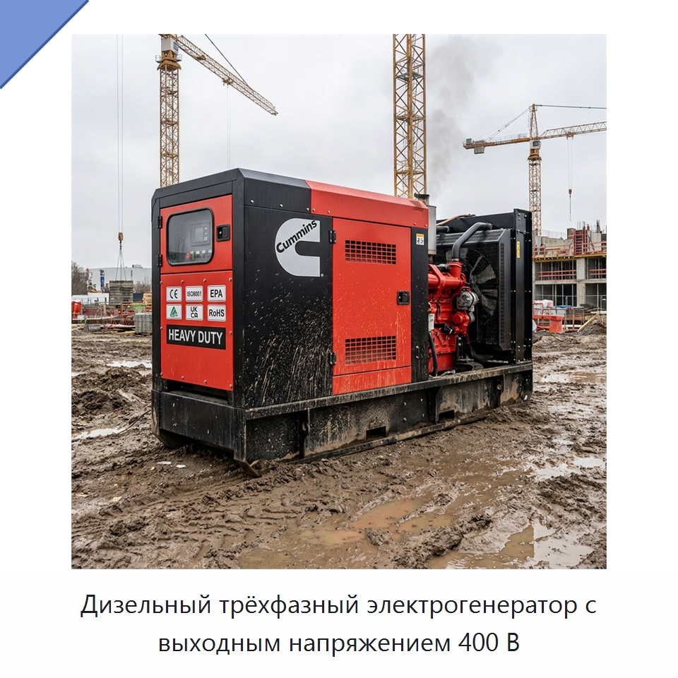 Дизельный трёхфазный электрогенератор с выходным напряжением 400 В — Генерация электроэнергии