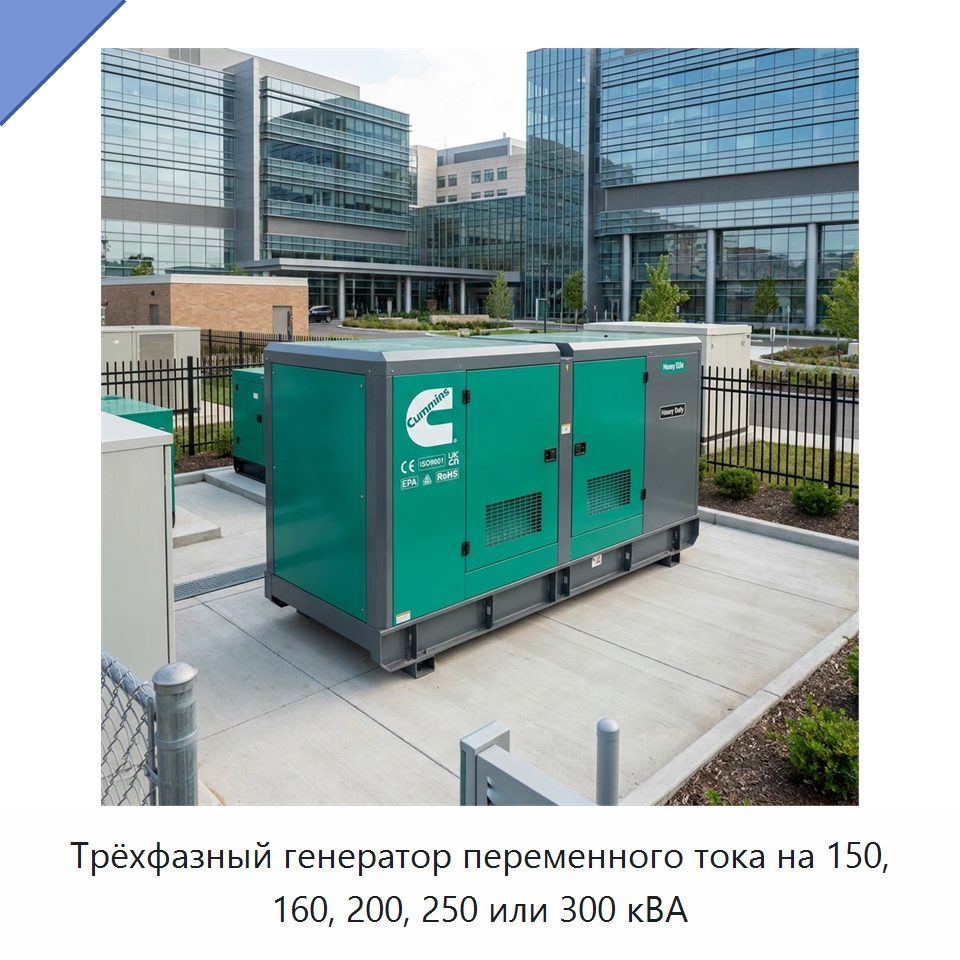 Трёхфазный генератор переменного тока на 150, 160, 200, 250 или 300 кВА — Генерация электроэнергии