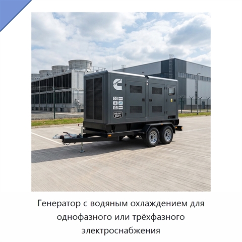 Генератор с водяным охлаждением для однофазного или трёхфазного электроснабжения
