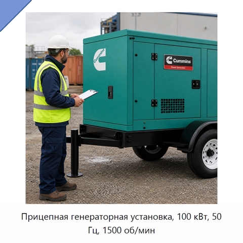 Прицепная генераторная установка, 100 кВт, 50 Гц, 1500 об/мин