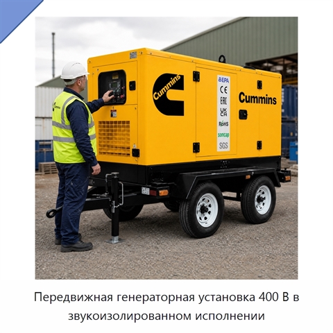 Передвижная генераторная установка 400 В в звукоизолированном исполнении