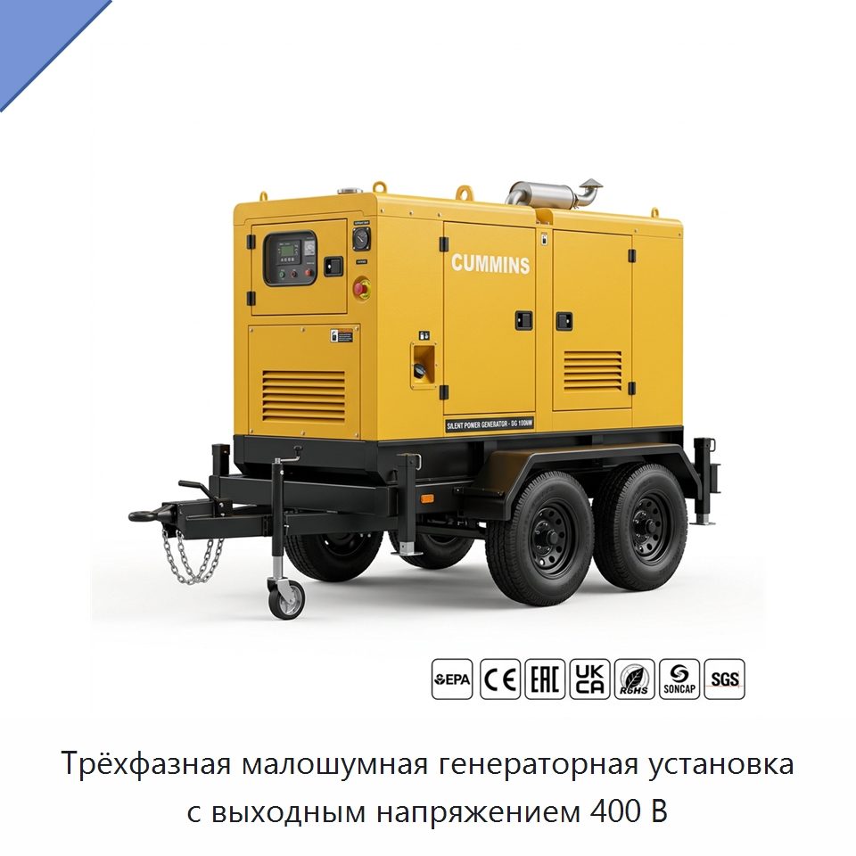 Трёхфазная малошумная генераторная установка с выходным напряжением 400 В — Генерация электроэнергии