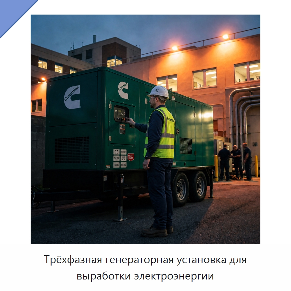 Трёхфазная генераторная установка для выработки электроэнергии — Генерация электроэнергии