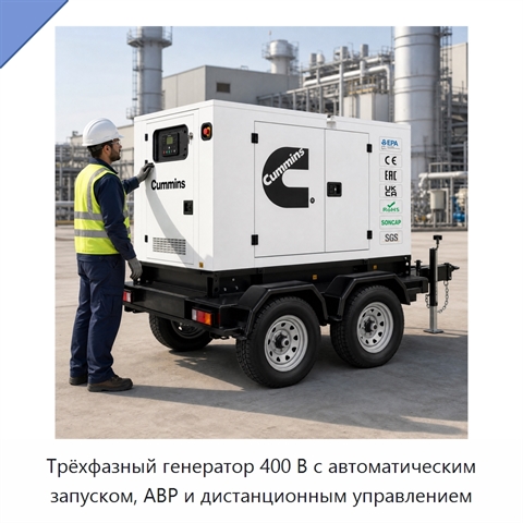 Трёхфазный генератор 400 В с автоматическим запуском, АВР и дистанционным управлением