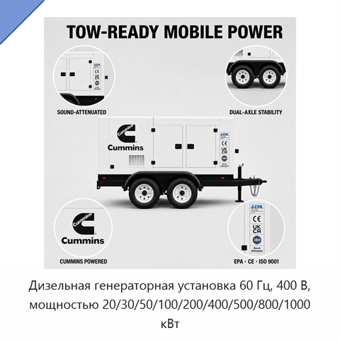 Дизельная генераторная установка 60 Гц, 400 В, мощностью 20/30/50/100/200/400/500/800/1000 кВт